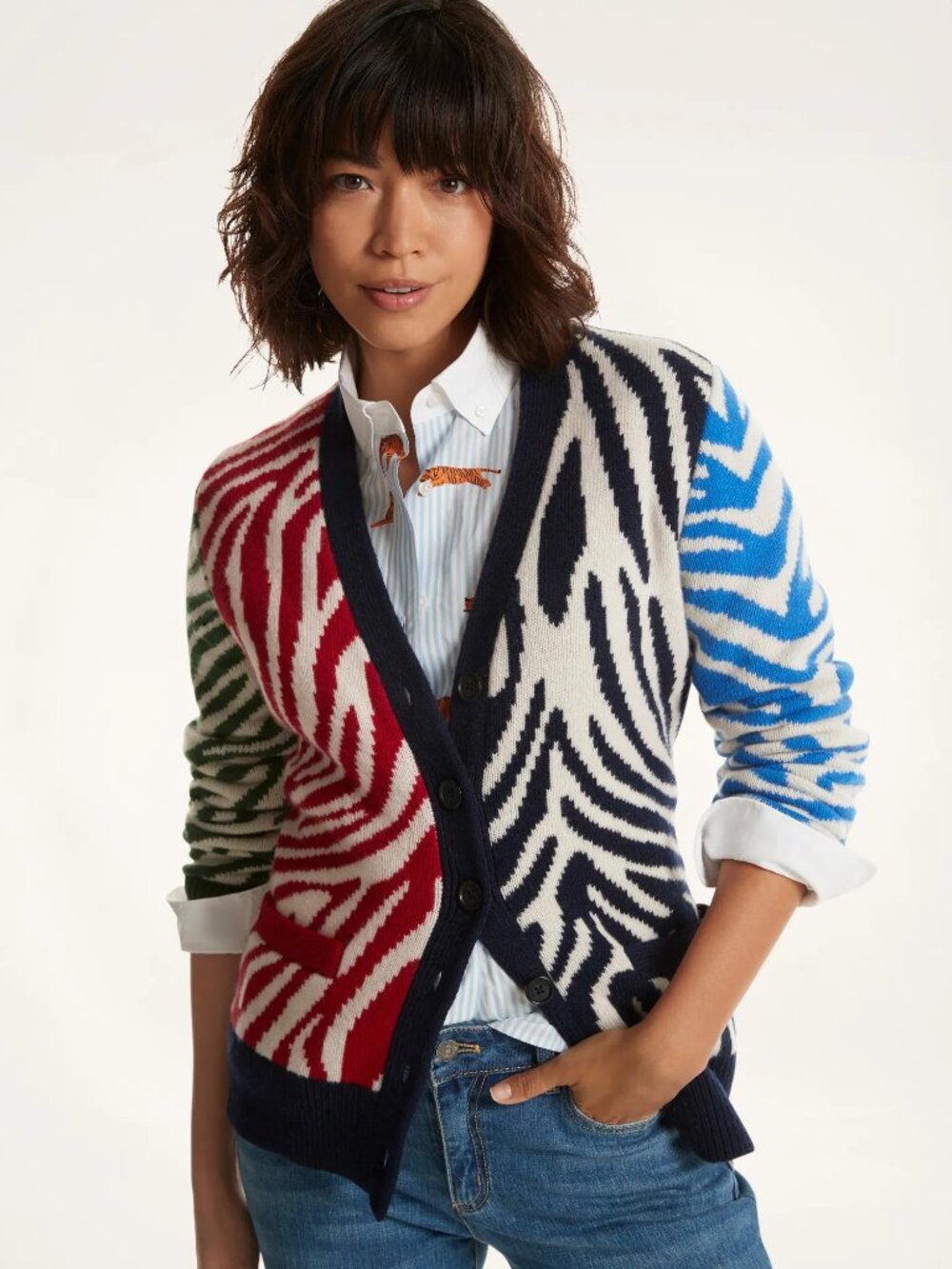 Brooks Brothers Year of the Tiger Merino Wool Tiger Cardigan Worn on TV